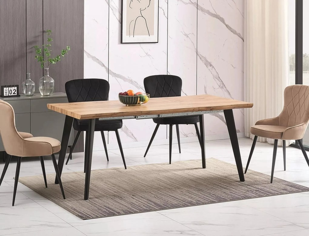 Rozkládací jídelní stůl Fresno 120/180 cm dub přírodní/černý