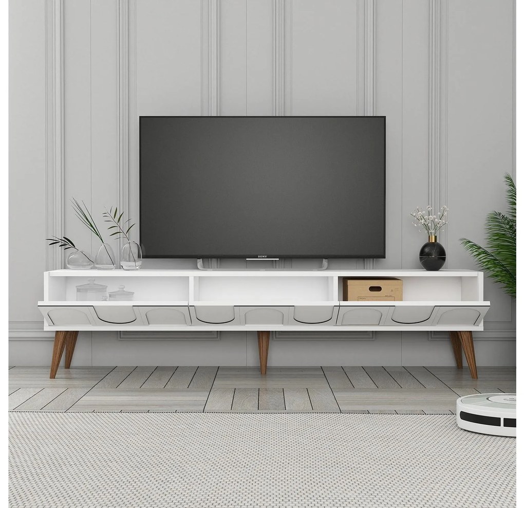TV stolík/skrinka Bipemu 3 (biela + orech). Akcia -20%. Vlastná spoľahlivá doprava až k Vám domov. 1095685