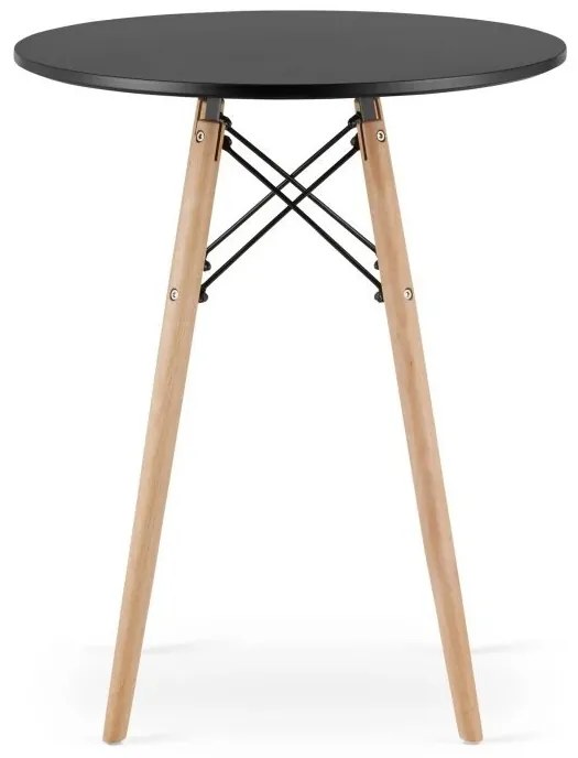 Jedálenský stôl 60 cm čierny/ hnedé nohy