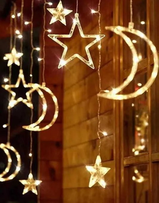 Dekoračná LED girlanda HVIEZDY A MESIACA - 2,5 m - teplá biela