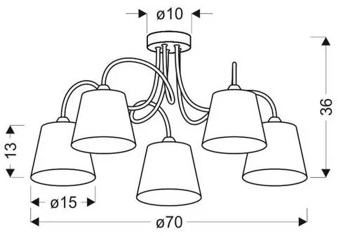 Luster na tyči LUK 5xE14/40W/230V