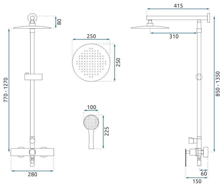 Rea Aldi, sprchová súprava s pákovou batériou 150mm, chrómová, REA-P8801