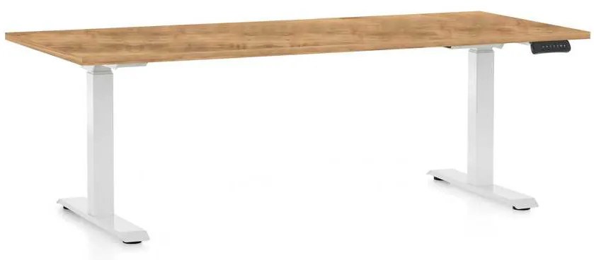 Výškovo nastaviteľný stôl OfficeTech C, 180 x 80 cm, biela podnož, dub zlatý