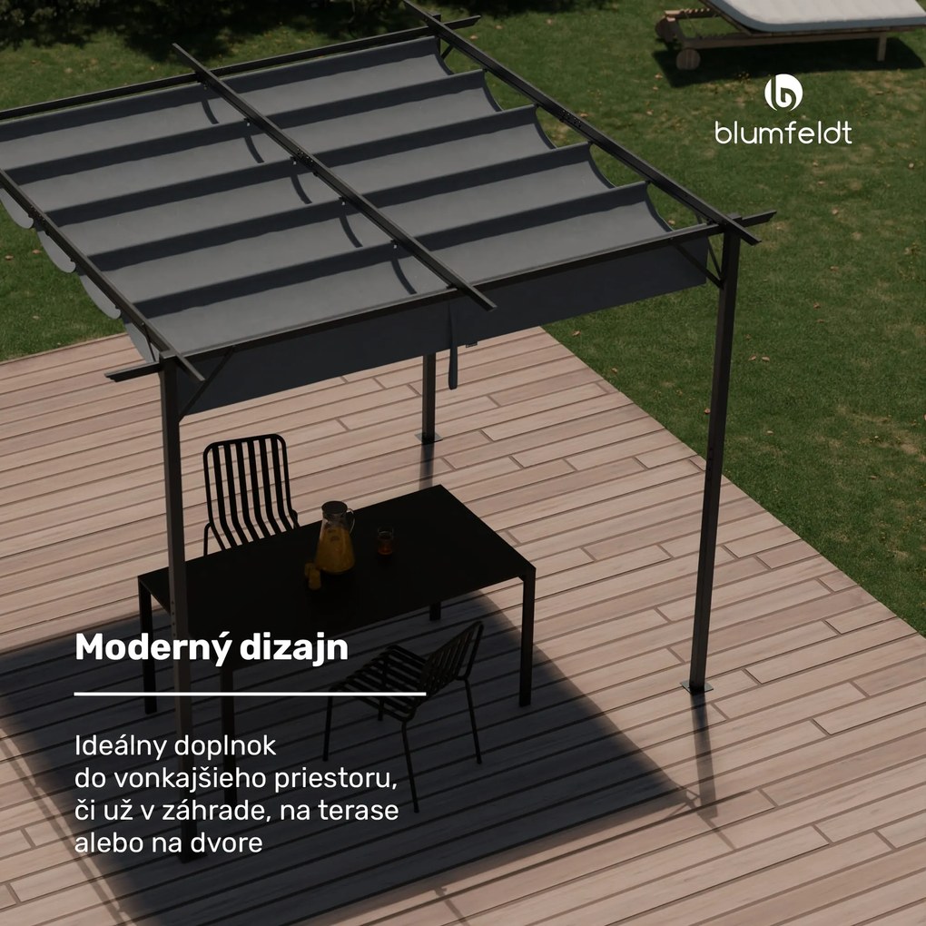 Blumfeldt Pantheon Robust Pergola, 3x3 m práškovo lakovaná oceľ odolná voči poveternostným vplyvom