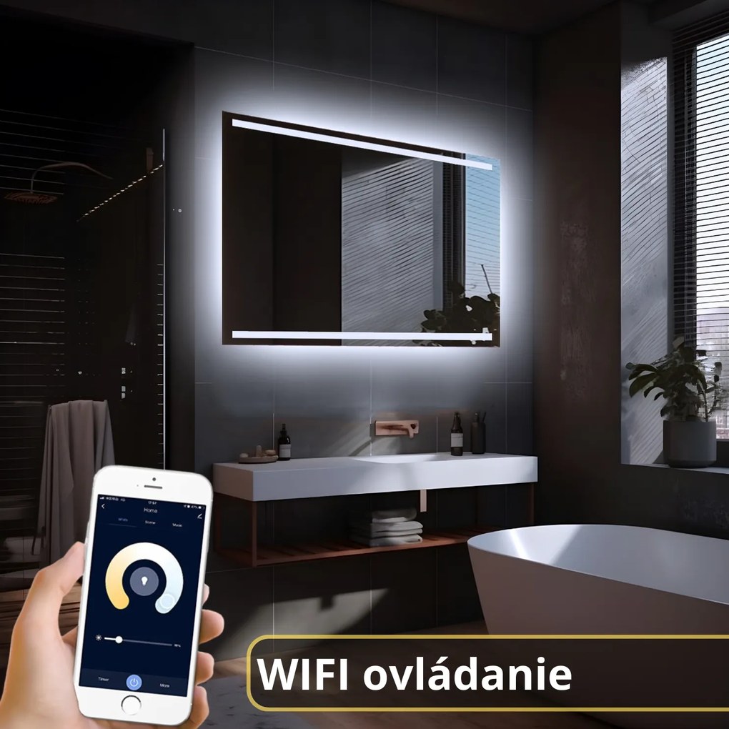 LED zrkadlo Latitudine 150x80cm studená biela - wifi aplikácia