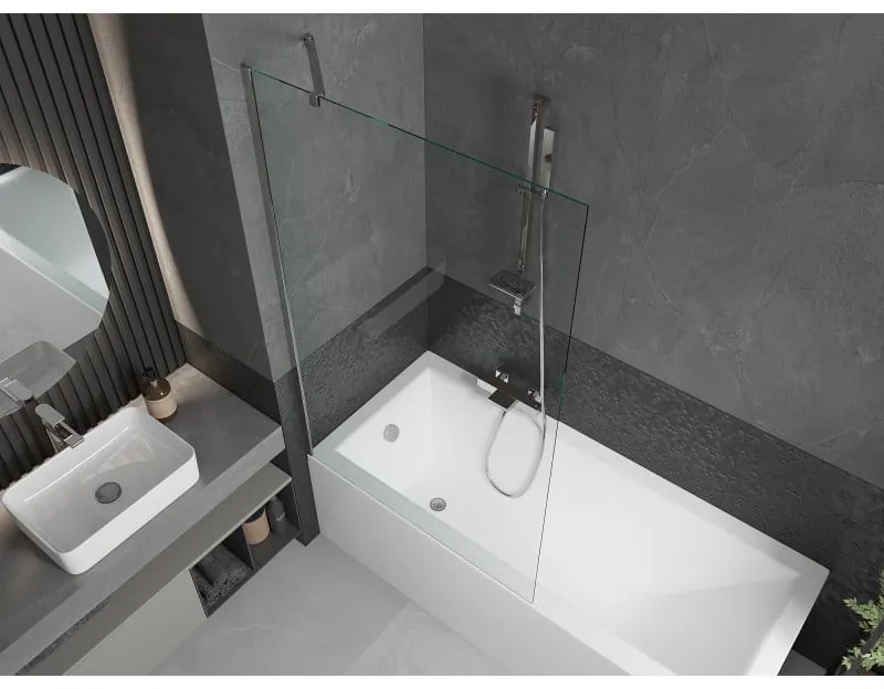 Mexen Next, vaňová zástena 1-krídlová 90 x 150 cm, fixné krídlo, 6 mm číre sklo, chrómový profil, 895-090-000-00-00-01