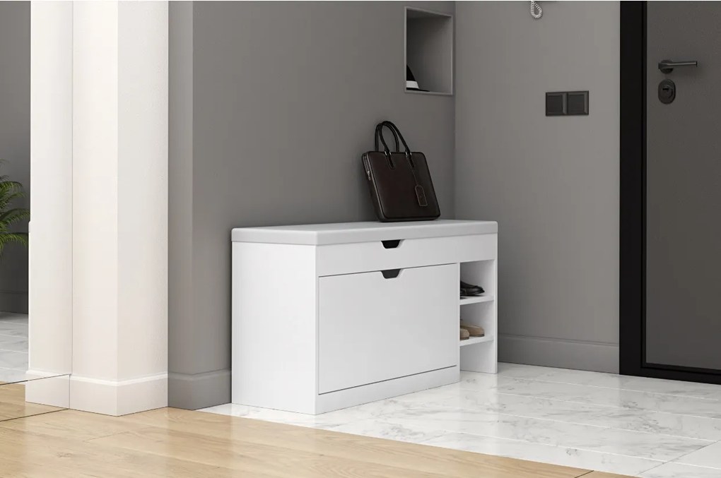 RUDOLF 2 botník na topánky, biely