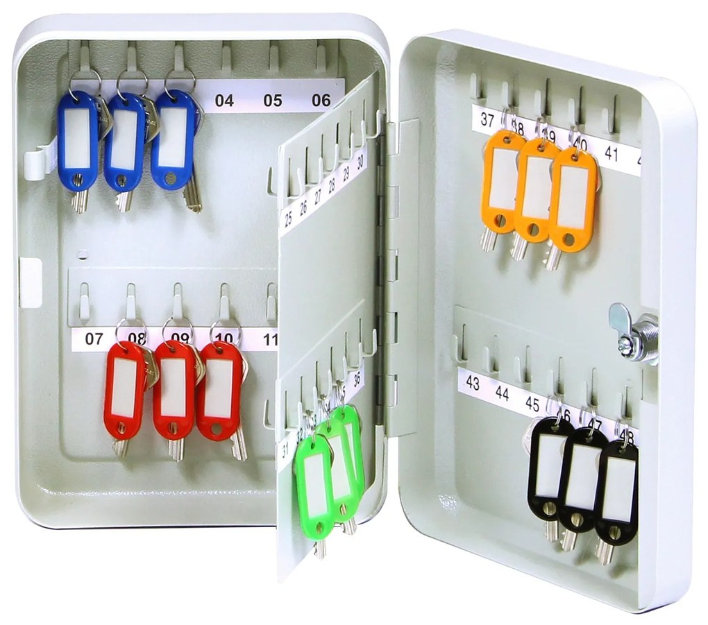 Plechová skrinka na kľúče, na 48 kľúčov