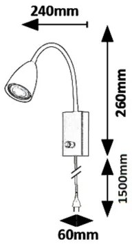 Rabalux 6720 - Nástenné bodové svietidlo MIKA 1xGU10/25W/230V