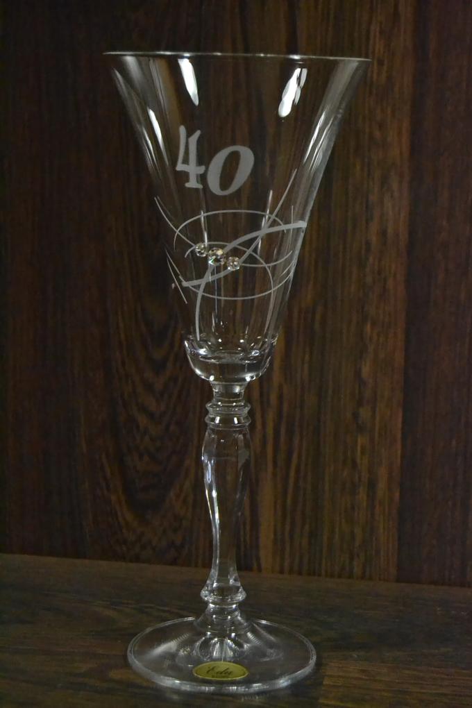 Výročný pohár na 40. narodeniny ŠAMPANSKÉ so swarovski kryštálmi