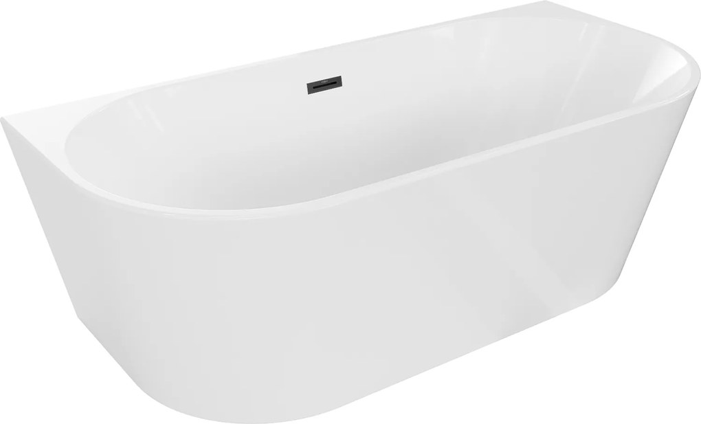 Mexen Oval voľne stojaca priemyselná vaňa 180 x 80 cm, biela, prepad čierny