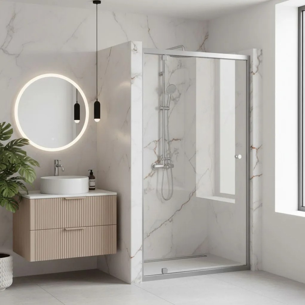 Jednokrídlové sprchové dvere REA PRIMO SWING 80 cm, chróm/transparent - bez vaničky