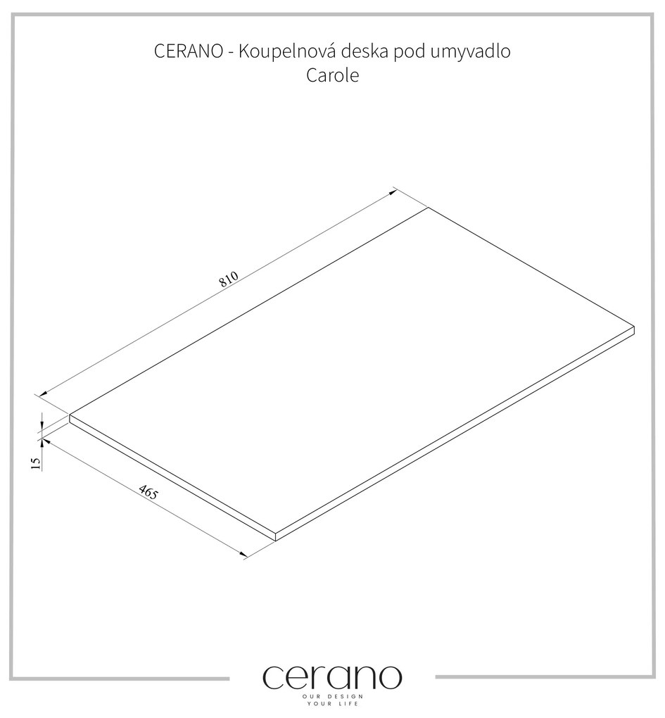 Cerano Carole, doska na skrinku pod umývadlo 810x465x15 mm, biela matná, CER-CER-431608