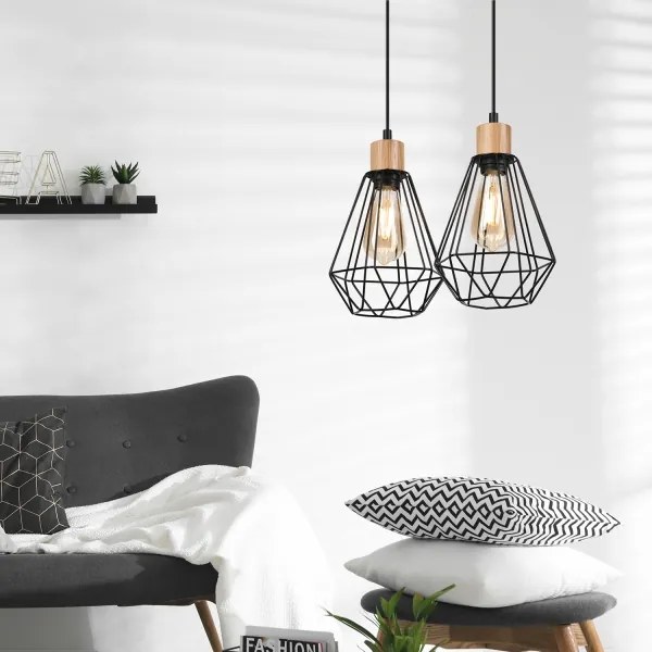 Brilagi - Luster na lanku WOODY BASKET 2xE27/60W/230V dub