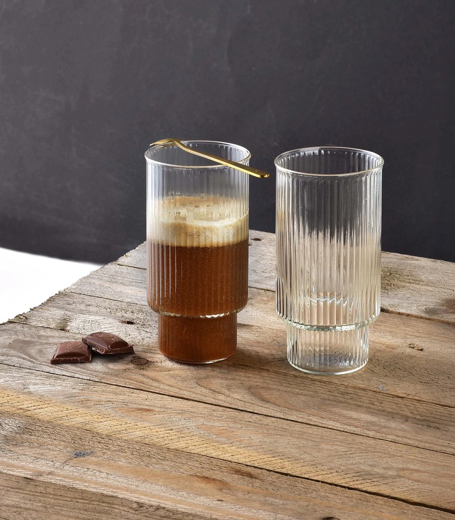 Sada 4 ks sklenic ELLA STRIPES 400 ml čirá