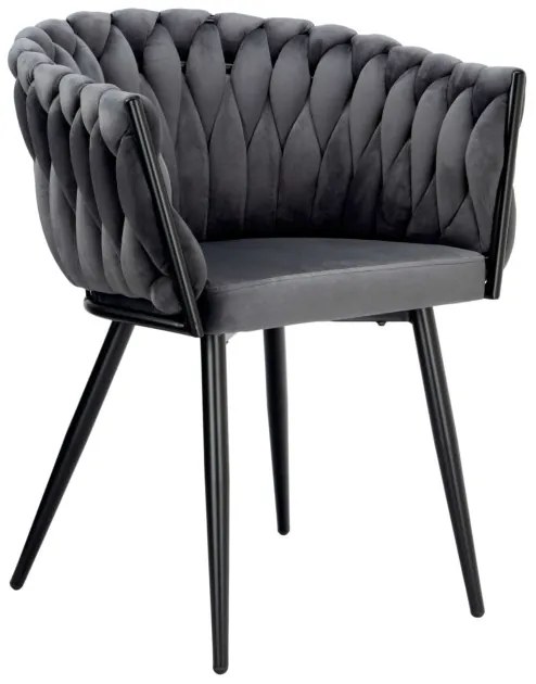Jedálenská stolička COFTON zamatová, čierna / grafitová