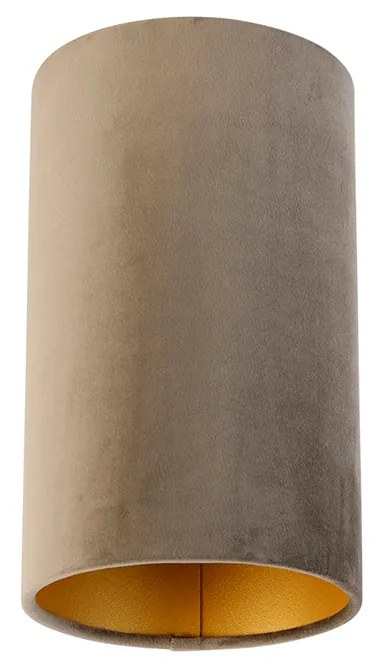 Zamatový tienidlo taupe so zlatým vnútrom 15/15/25