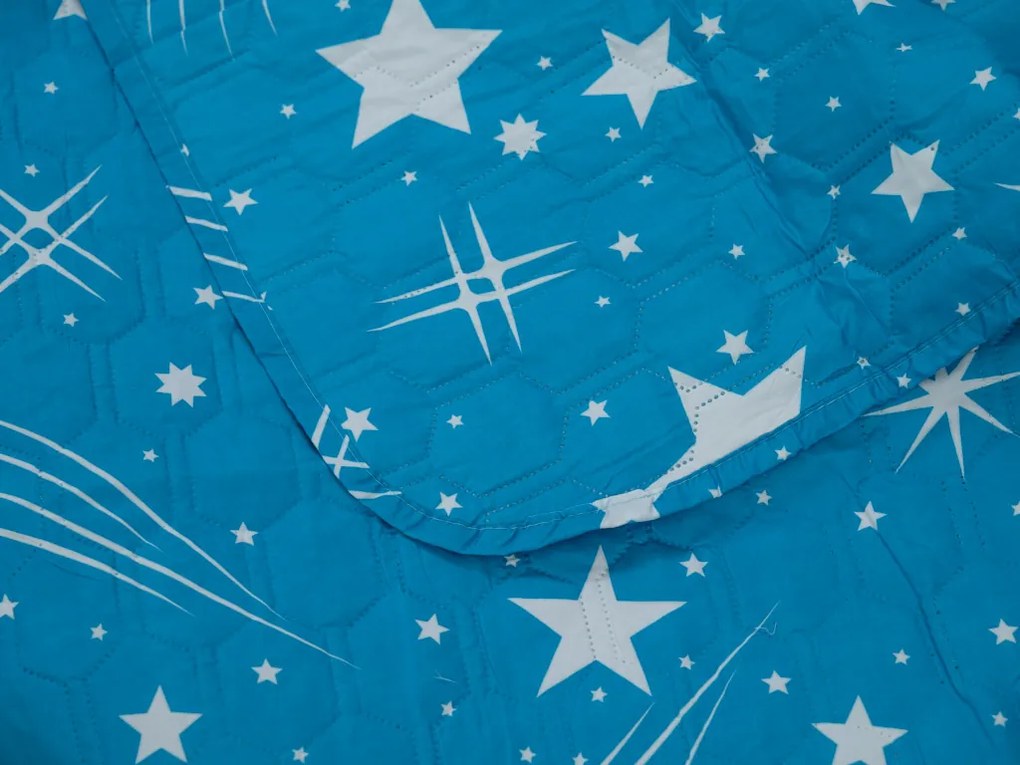 Prehoz na posteľ NIGHT SKY HEXAGON, tyrkysový Rozmer: 170 x 210 cm