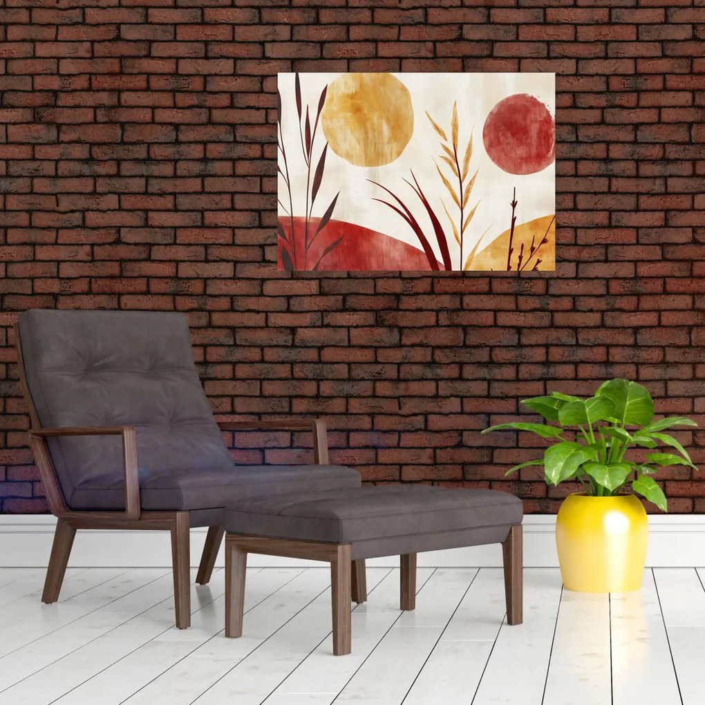 Obraz - Rastliny a kruhy (70x50 cm)