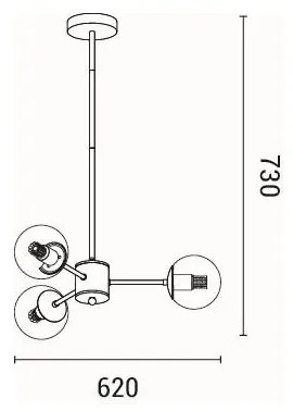 Luster na tyči 3xE27/40W/230V mosadz