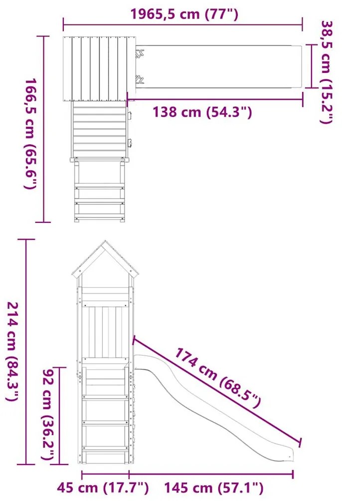 Vonkajšia súprava na hranie impregnovaná borovica