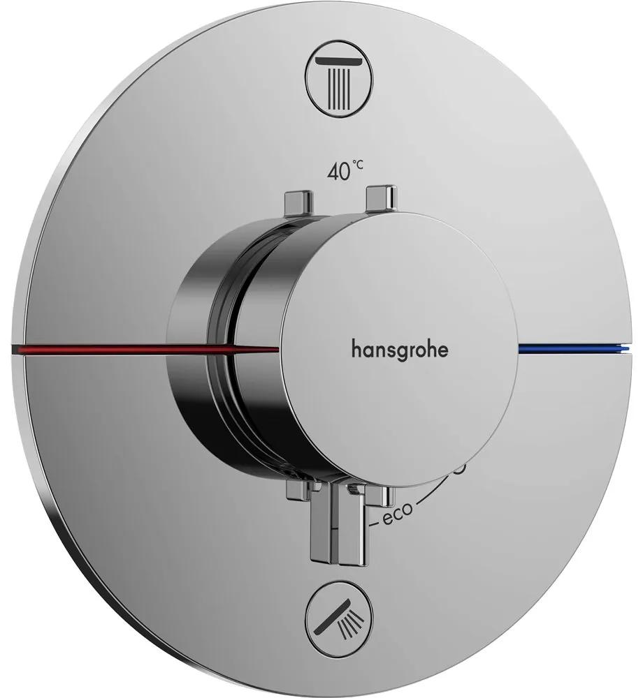 HANSGROHE ShowerSelect Comfort S termostat pod omietku pre 2 spotrebiče, so zabudovanou bezpečnostnou kombináciou podľa EN1717, chróm, 15556000