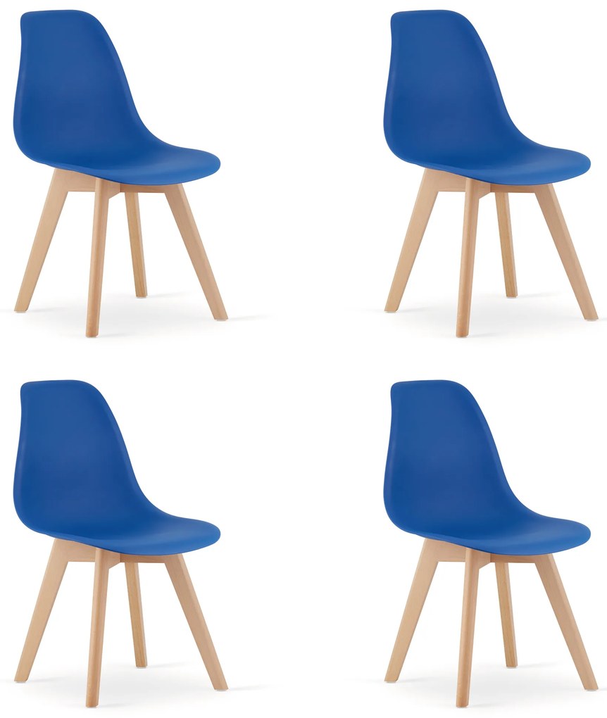Modrá stolička KITO s bukovými nohami
