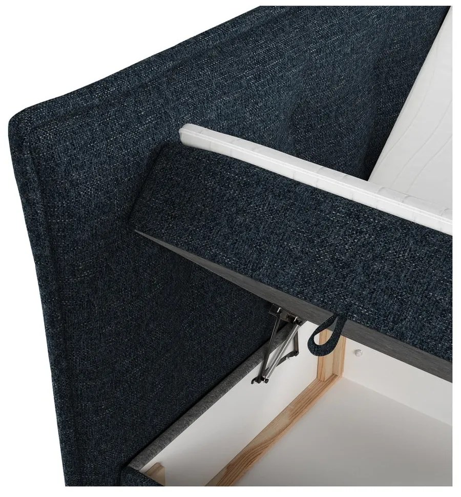 Tmavomodrá boxspring posteľ s úložným priestorom 140x200 cm Sinai – Maison de Rêve