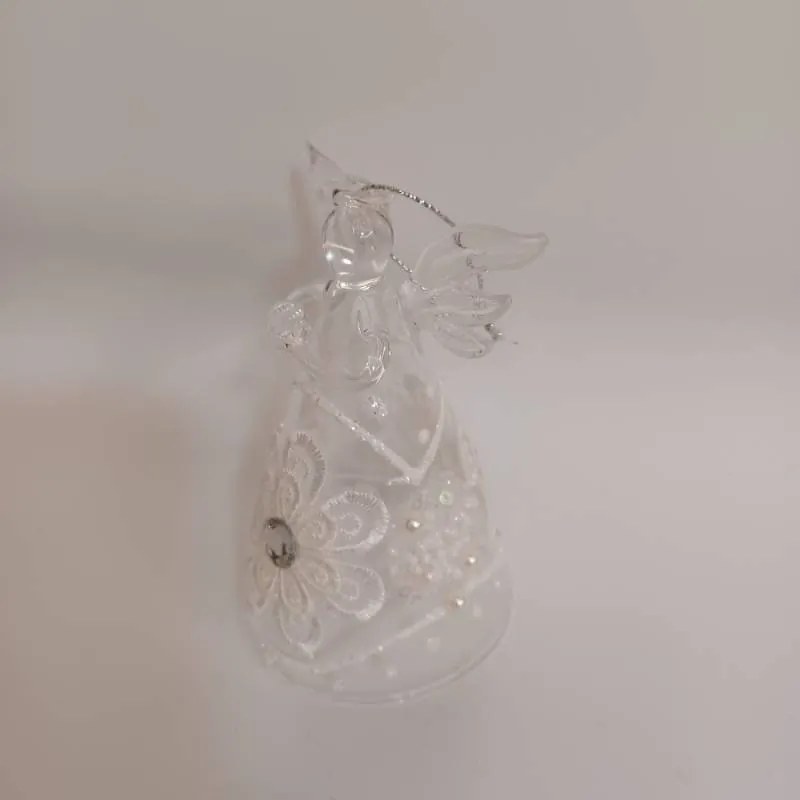DECOLED Skleněný anděl, 7 x 11 cm