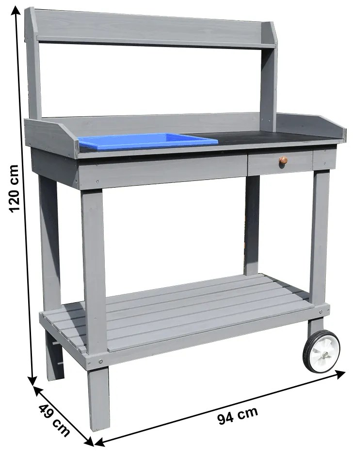 Záhradný pracovný stôl Barrie (s umývadlom) (sivá) . Vlastná spoľahlivá doprava až k Vám domov. 1034232