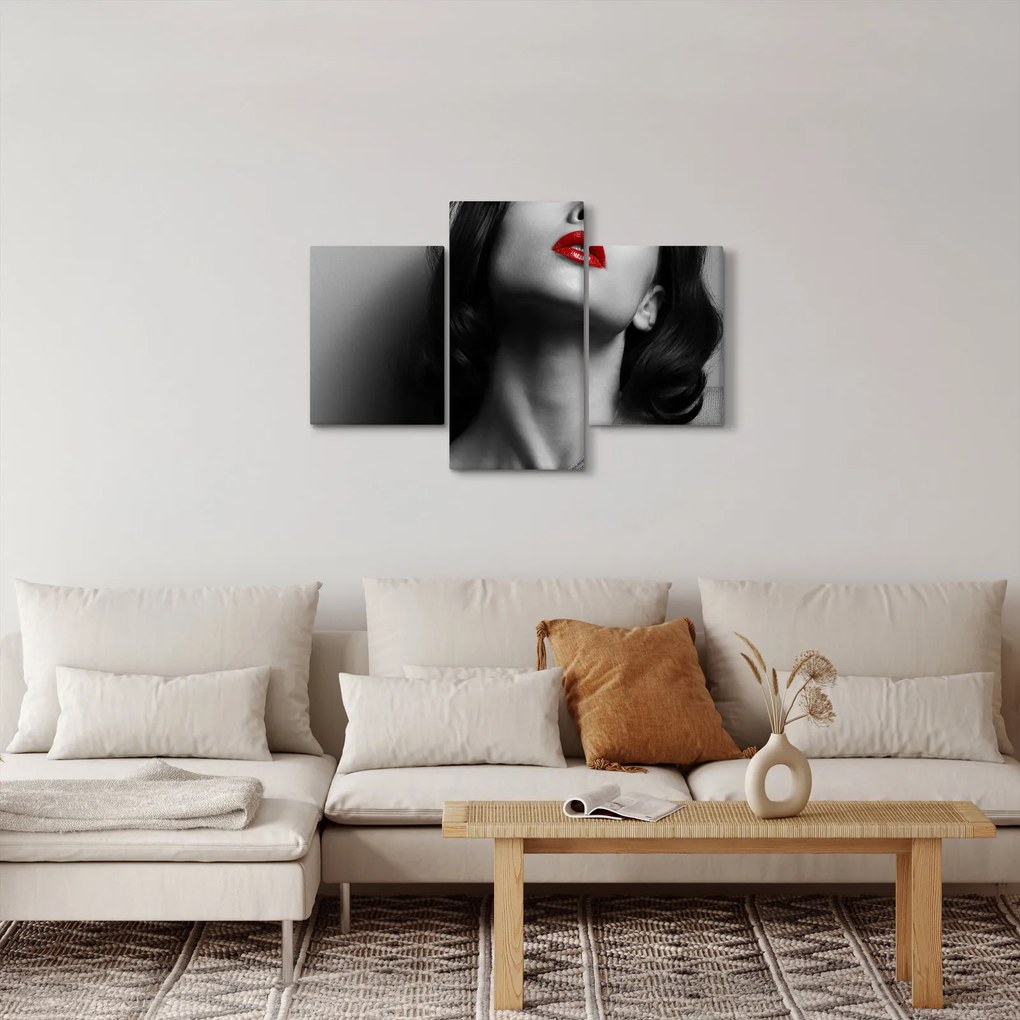 Obraz - Portrét ženy s červeným rúžom (90x60 cm)