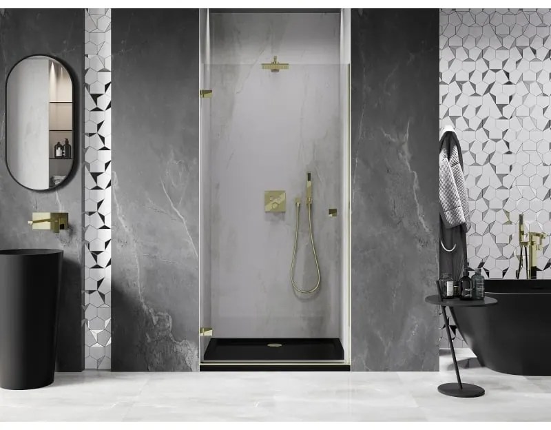 Mexen, Mexen Lunar-B Otočné ľavé sprchové dvere 100 cm, transparentné, zlaté - 832-100-000-50-00-L