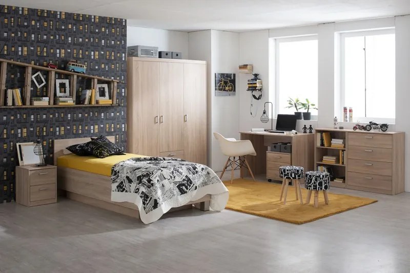 Posteľ Mega 160, 90x200 cm, dub sonoma