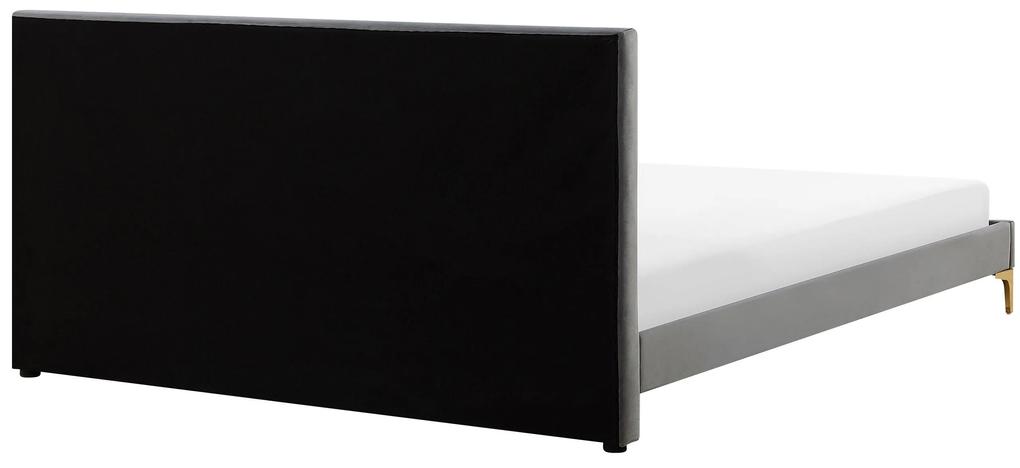 Zamatová posteľ 180 x 200 cm sivá LIMOUX Beliani