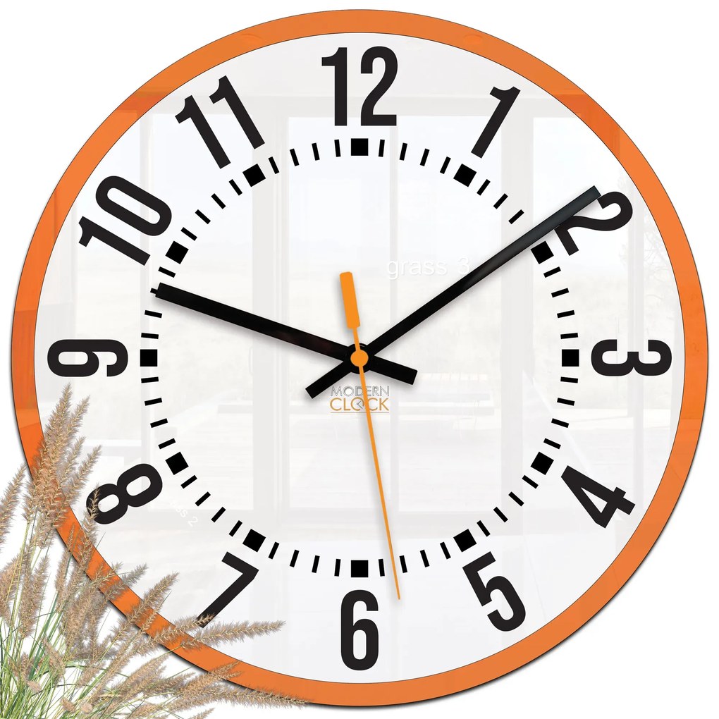 Nástenné hodiny Oskar 30 cm biele/oranžové
