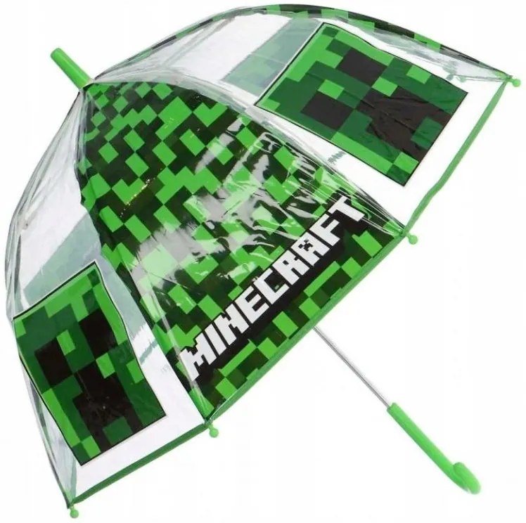 Detský transparentný dáždnik Minecraft Creeper - priemer 67 cm