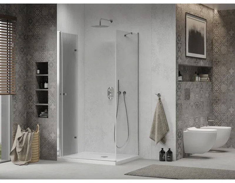 Mexen Lima sprchovací kút 80 x 90 cm, 6mm sklo, chrómový profil - číre sklo + slim sprchová vanička 5cm - 856-070-090-01-00-4010