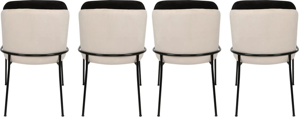 Sada 4 ks jídelních židlí Dore samet černá/krémová