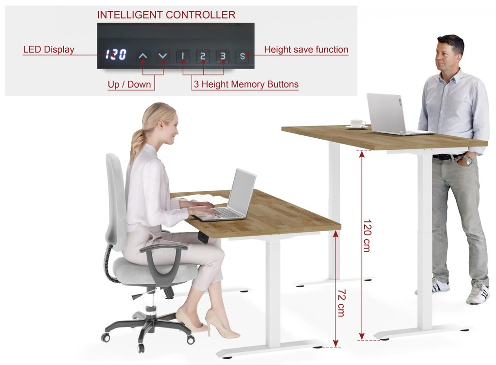 Elektrický PC stolík Natura 160 (dub + biela). Akcia -7%. Vlastná spoľahlivá doprava až k Vám domov. 1124884