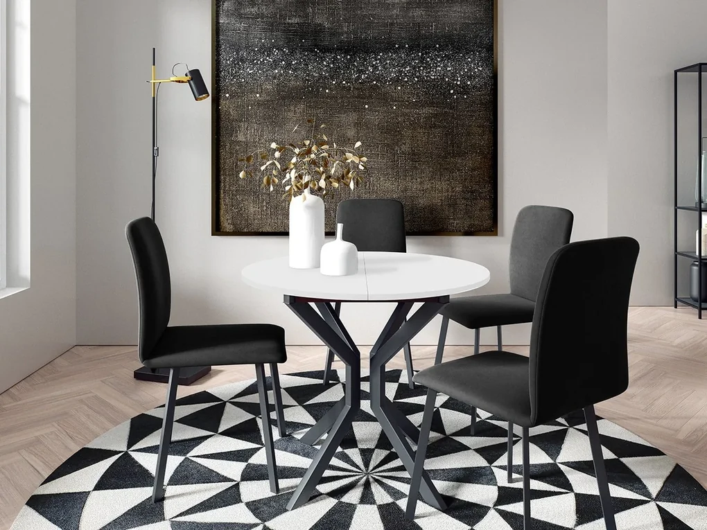 Jedálensky set so 4 stoličkami Kirtore M 90, Farby:: Amor Velvet 4302, Farby:: sivý mramor / čierna