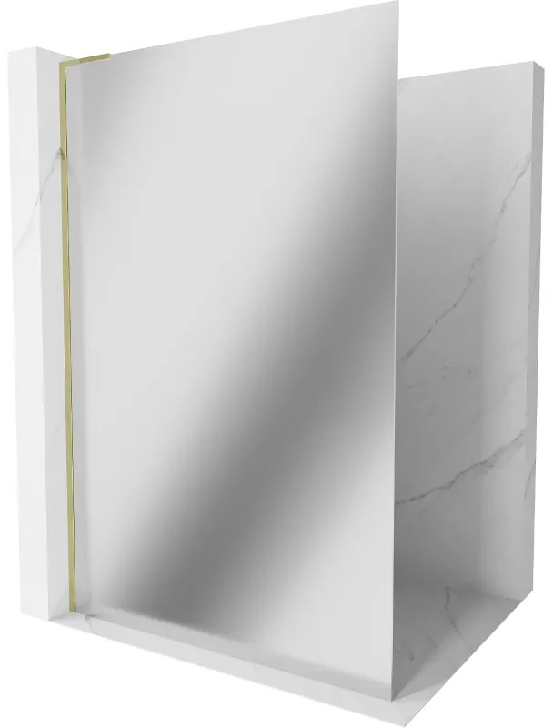 Mexen Kioto L, sprchová zástena Walk-In 70 x 200 cm, 8mm sklo vzor zrkadlo, zlatý lesklý profil,800-070-103-50-50