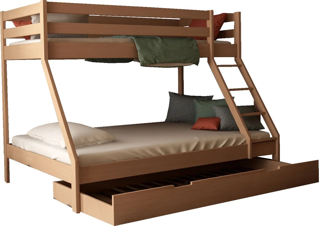 MF Mikael poschodová posteľ s rozšíreným lôžkom 200x140 + prístelka