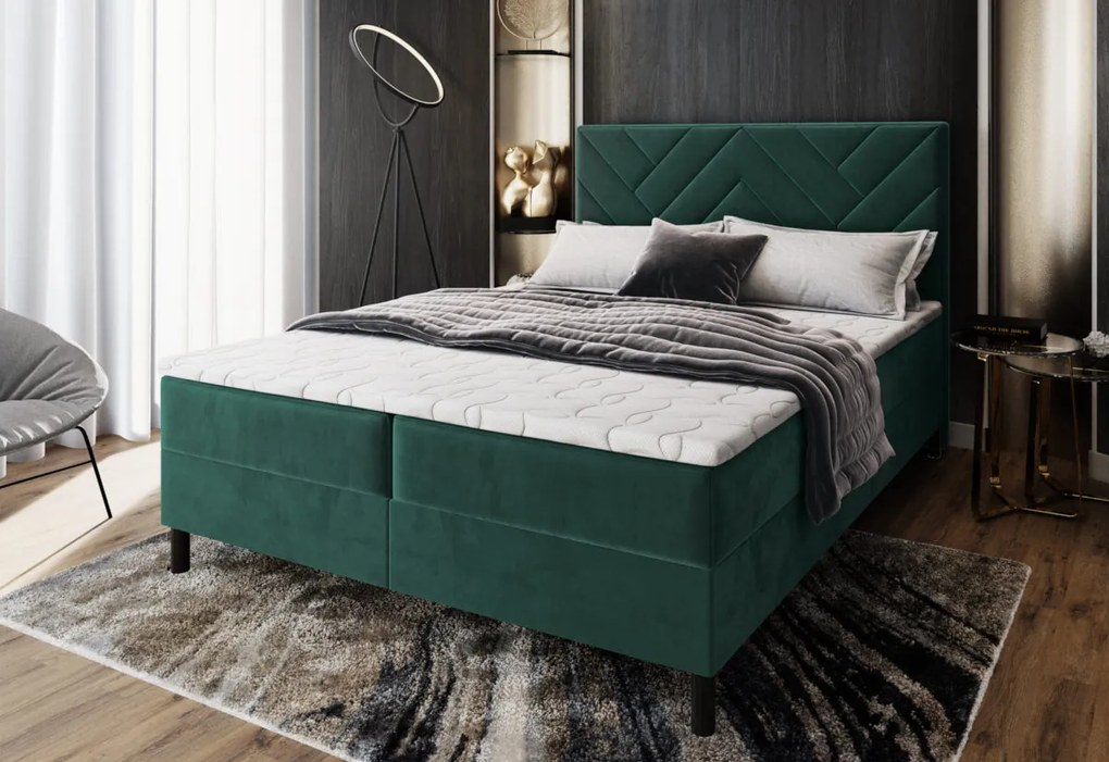 Čalúnená posteľ boxspring ROKOS + vrchný matrac - monolith 37 / 140x200