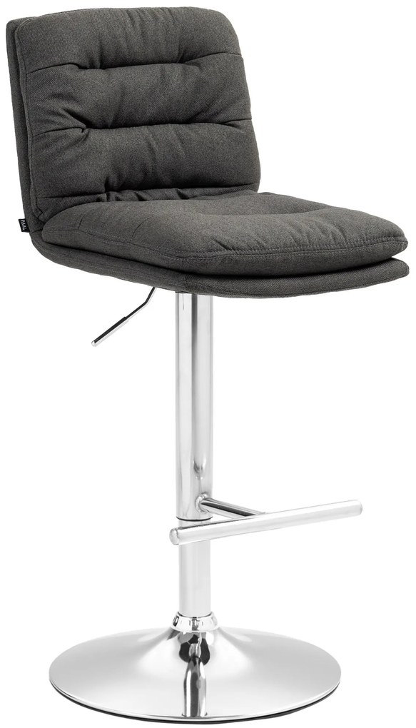 Barová stolička Damar - látka, chróm rám - tmavo šedá
