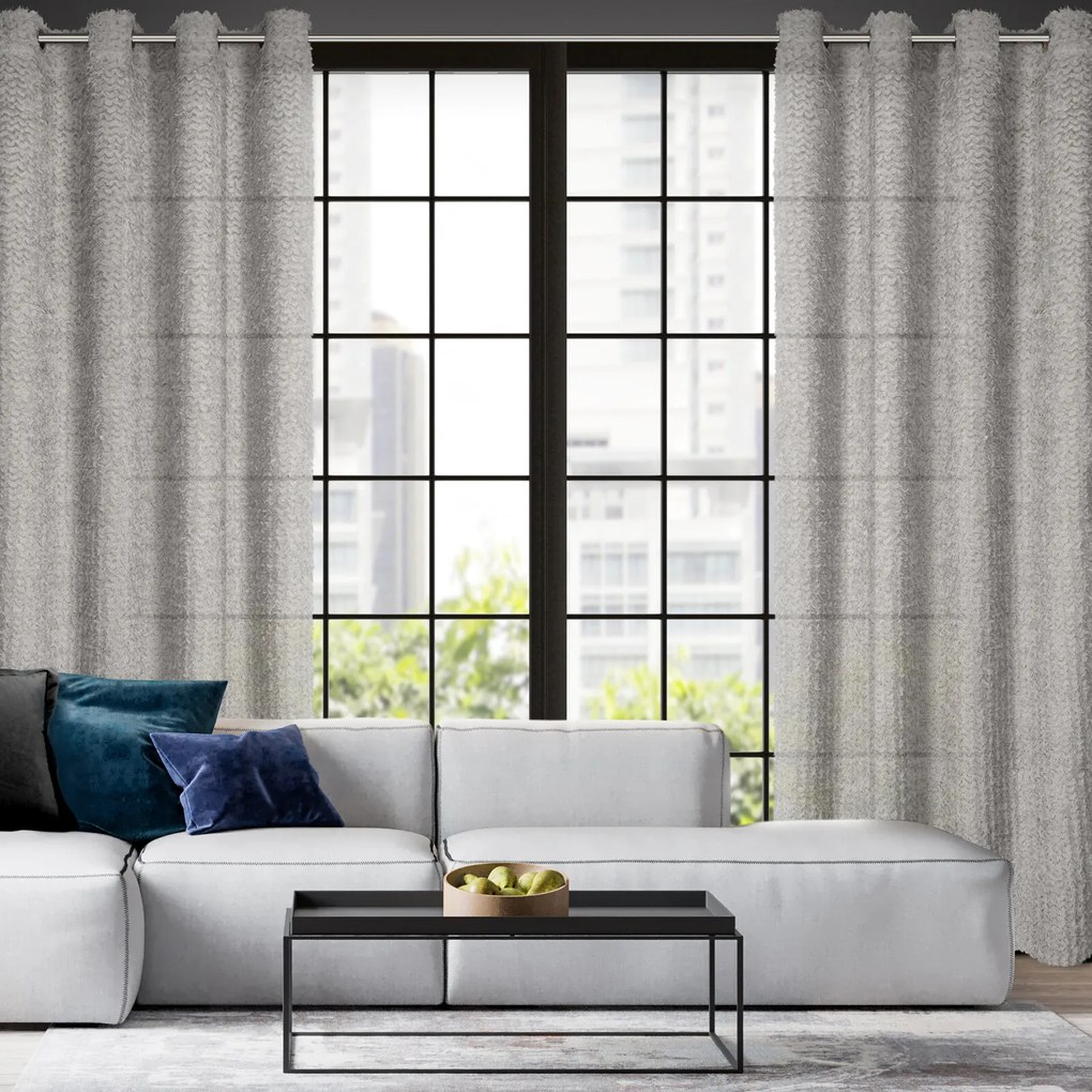 ZÁVES NA KRÚŽKOCH EVA MINGE TIFFANY 135X250 CM STRIEBORNÁ
