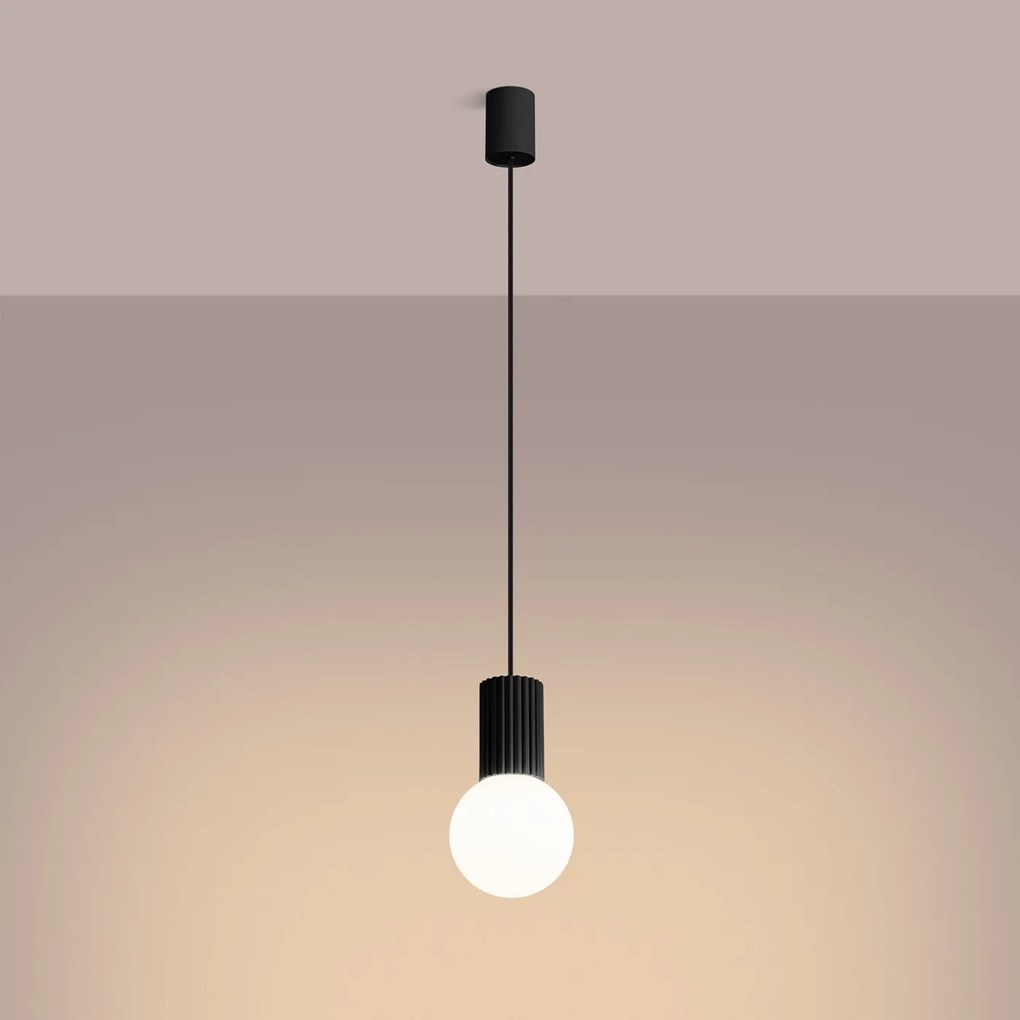 Závesné svietidlo Halo, 1x biele sklenené tienidlo, b