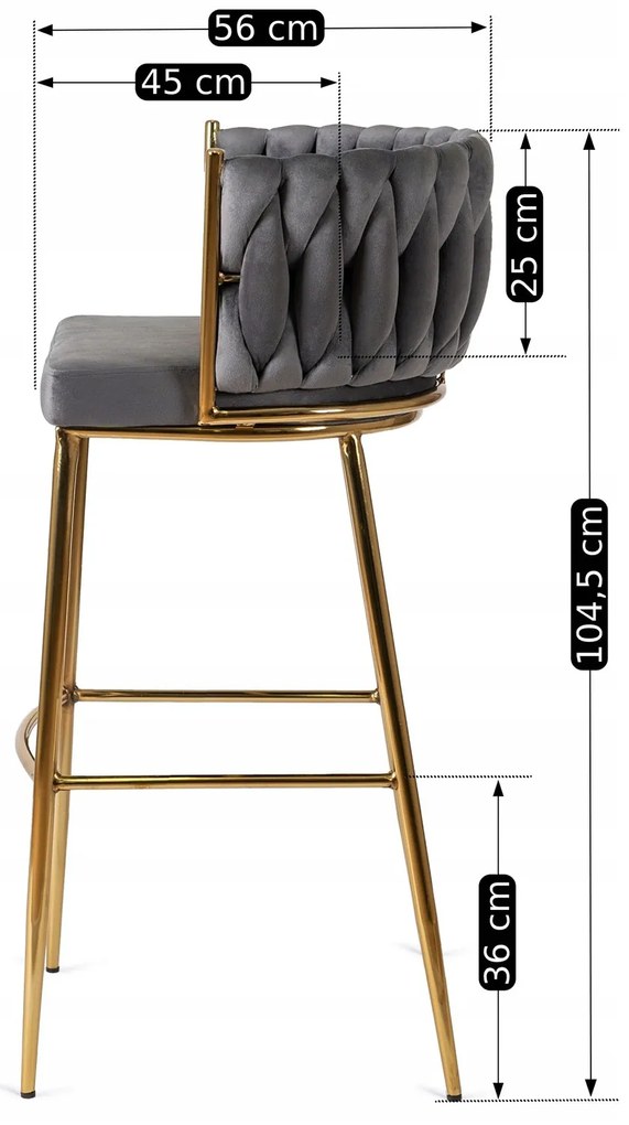 Barová židle Flores 60 cm šedá/zlatá