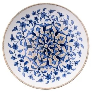 Sada jedálenského riadu 18 ks, biela/modrá, porcelán