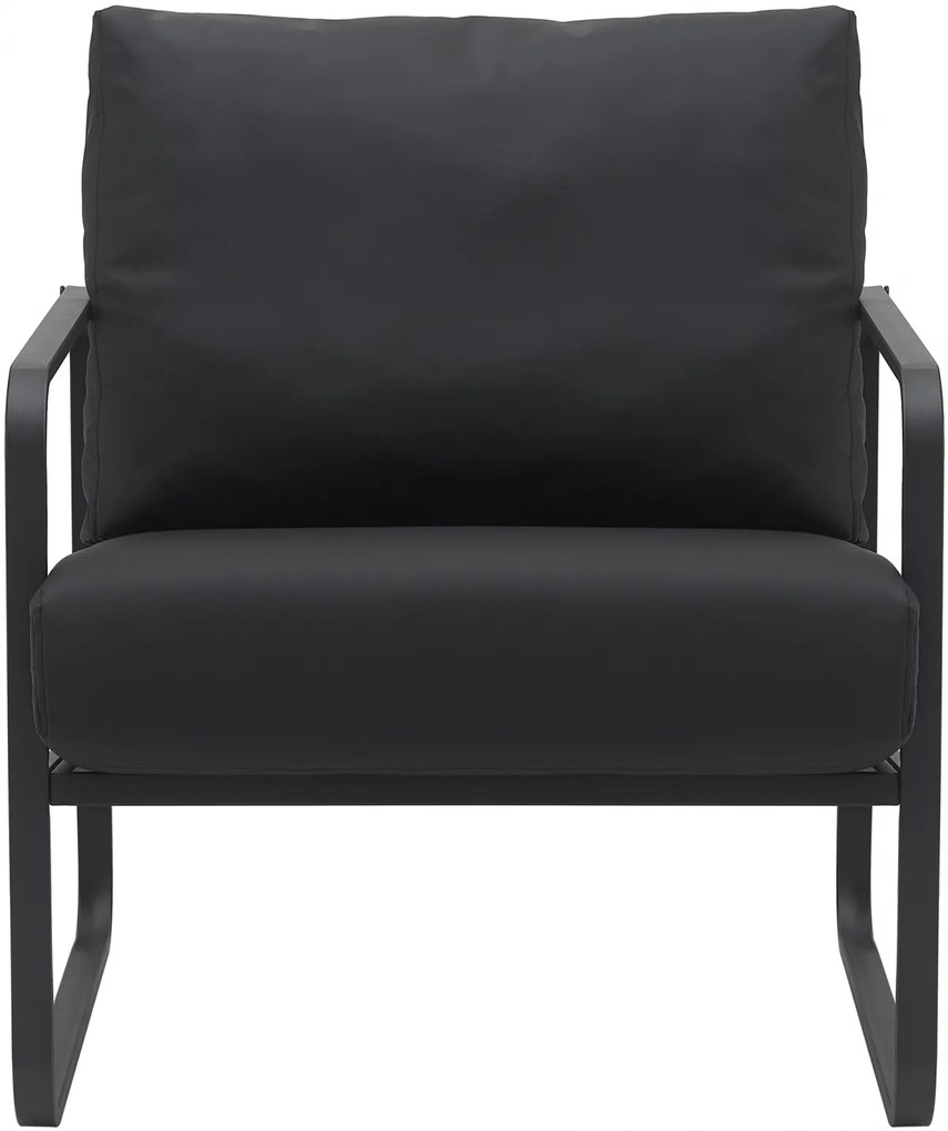 Design-Shop Kreslo Manea - koženka / kov - Čierna