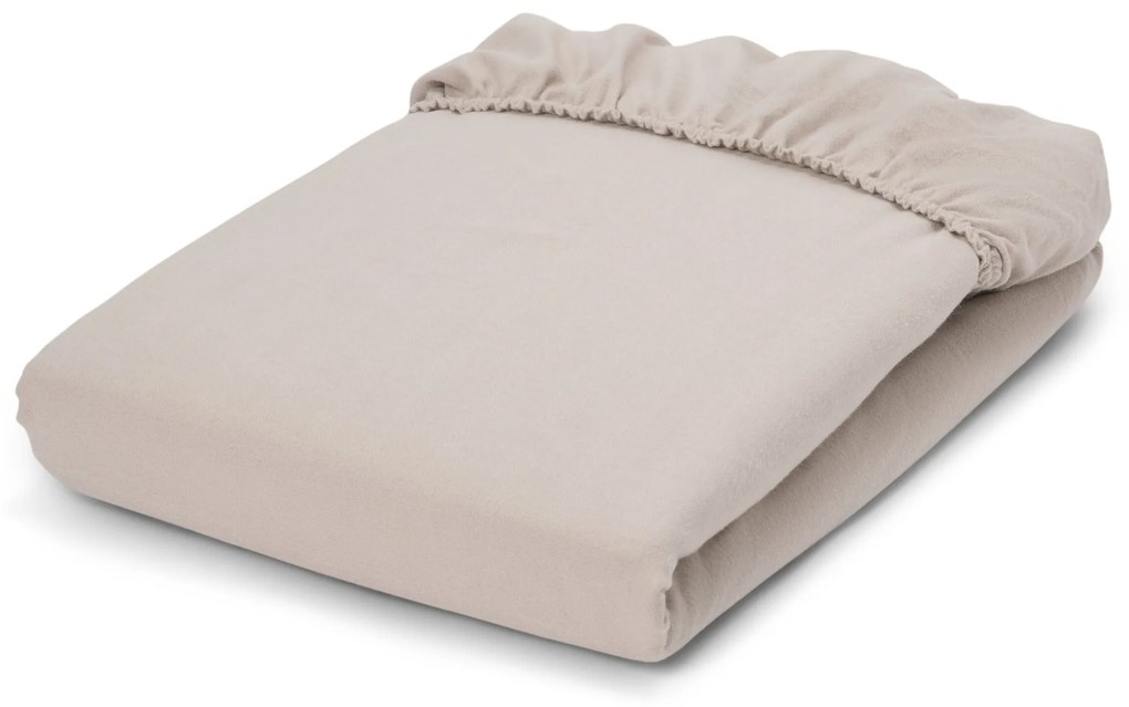 Napínacia posteľná plachta z prémiového flanelu, sivobéžová, dvojlôžko